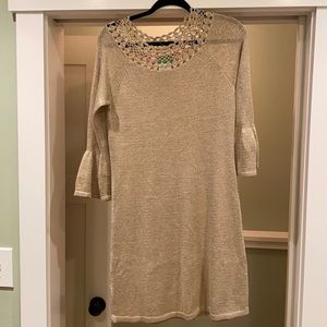 Lily Pulitzer gold shimmery dress. Size small
